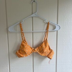 Orange Floral Bikini Top